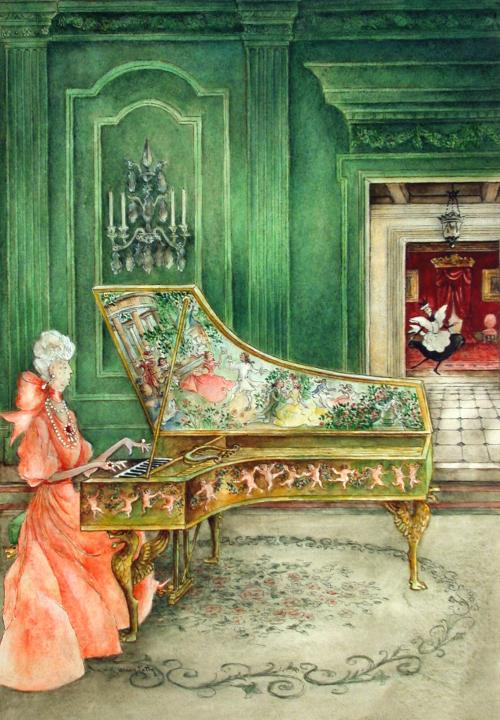 [Mrs. Peabody playing the harpsichord]