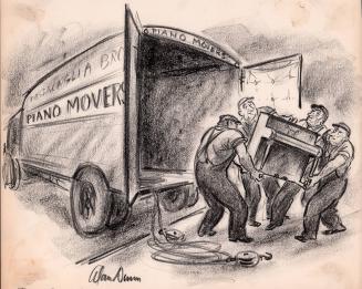 No caption (movers loading a piano onto van)