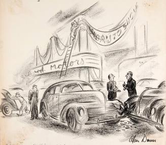 No caption (1940 Auto Show fender bender)