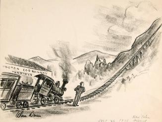 No caption (train and hill)