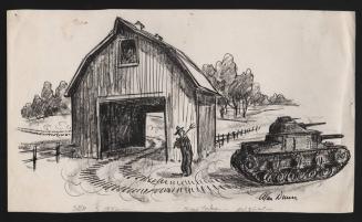 No caption (tank and barn)