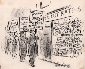 No caption (super market employees on strike)