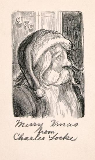 [Christmas card with Santa in profile]