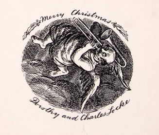[Christmas card, angel with trombone]