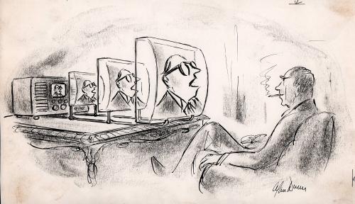 [Television screen magnified]