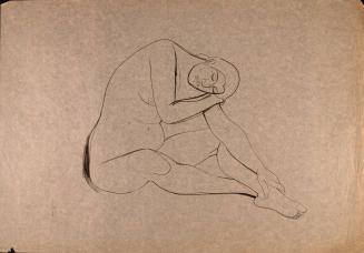 [Seated nude woman with head resting on arm]