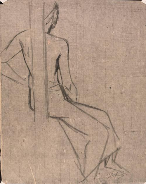 [Seated figure from the back]