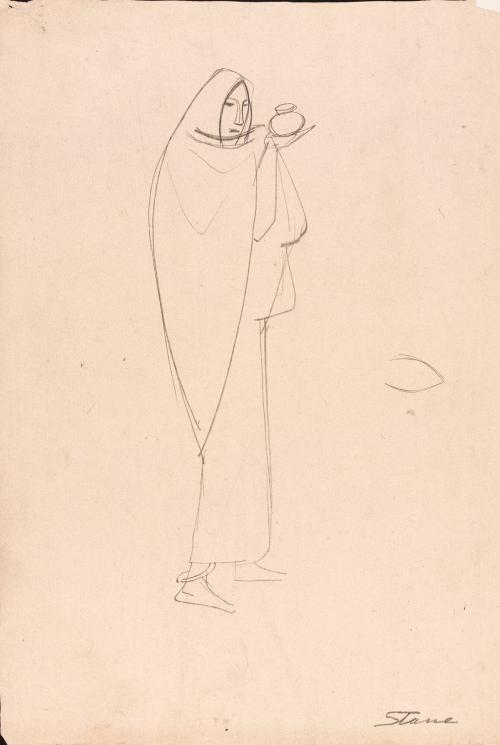 [Balinese woman holding a jar]