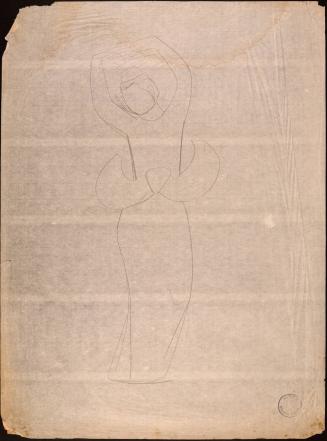 [Figure study with arms above head]