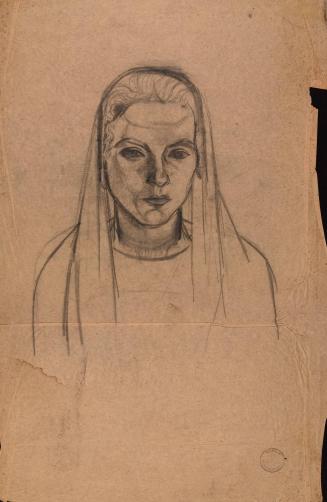 Portrait bust of woman wearing a veil