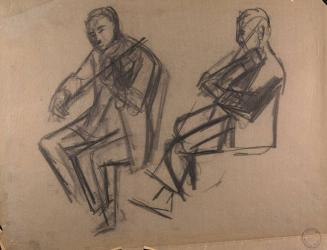 Two seated violinists