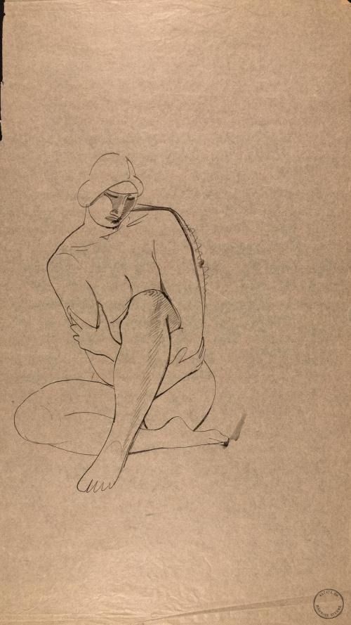 [Seated nude figure]