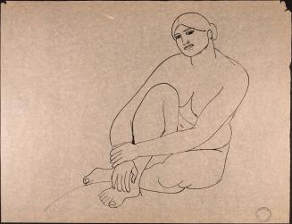 [Seated nude woman with arms around knee]