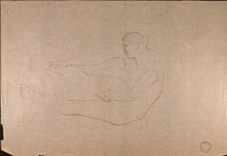 [Seated nude woman, reaching toward right leg]