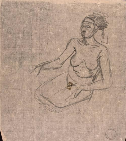 [Figure study of topless woman]
