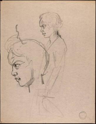 [Figure study of two heads in profile]
