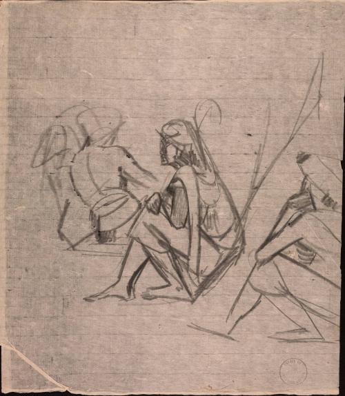 [Two figures seated in a landscape]
