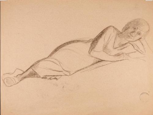 [Figure study of reclining woman]