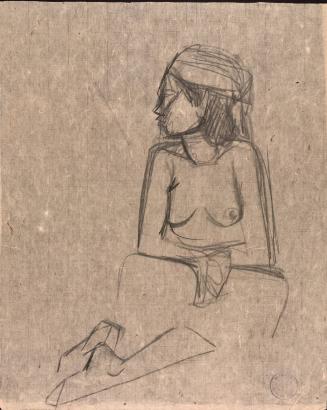 [Seated nude woman, head turned to side]