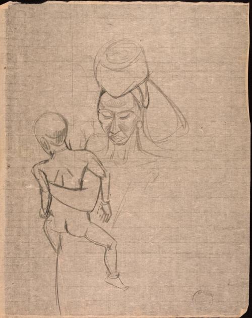 Sketches of woman and child