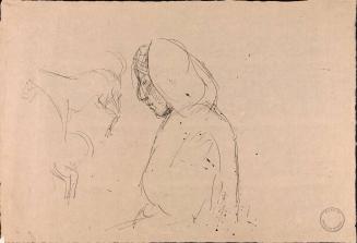 Untitled figure study and profile of a horse