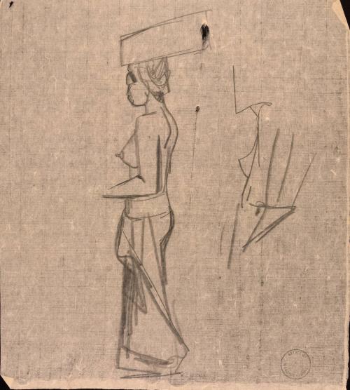 [Side profile of standing woman]