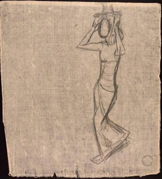 [Study of woman carrying basket on head]