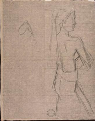 [Figure study of woman's back and side profile]