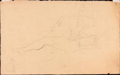 Reclining woman and profile of head studies