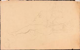 Reclining woman and profile of head studies