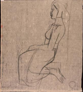 [Side profile of seated woman]