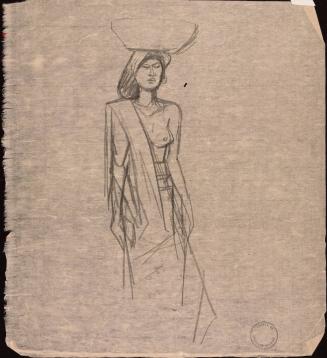 [Woman carrying basket on her head]