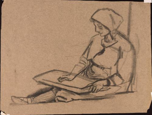 Seated woman drawing