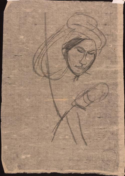 [Sketch of a woman's head]