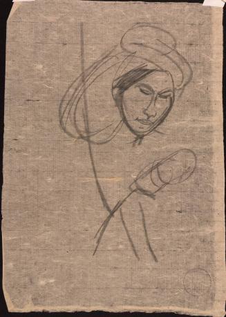 [Sketch of a woman's head]