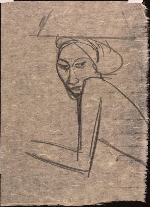 [Study of woman looking over left shoulder]