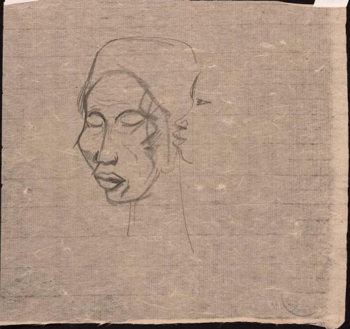[Two studies of faces in profile]