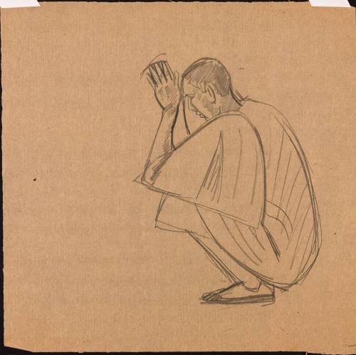 [Study of crouching man in prayer-position]