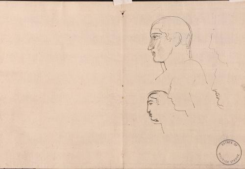 Studies of five heads in profile