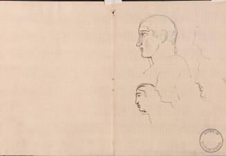 Studies of five heads in profile