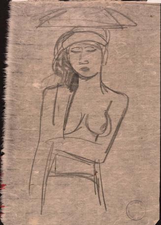 [Study of topless woman with basket on head]