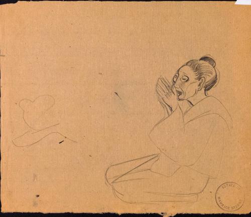 [Study of a kneeling woman with hands raised in prayer]