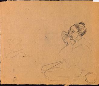 [Study of a kneeling woman with hands raised in prayer]