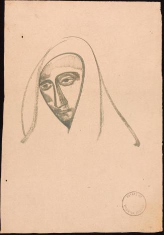 Head of man wearing veil