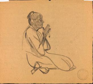 [Study of kneeling woman with hands raised in prayer]