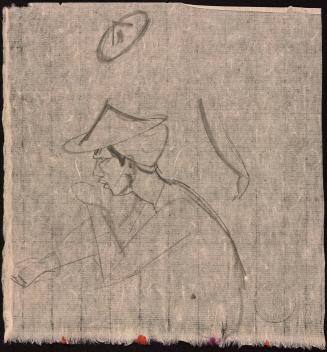 Figure study wearing a conical hat