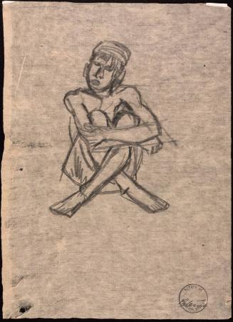 [Study of a seated young boy with knees pulled to chest]
