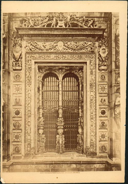 [Certosa di Pavia, faux window on facade of church]