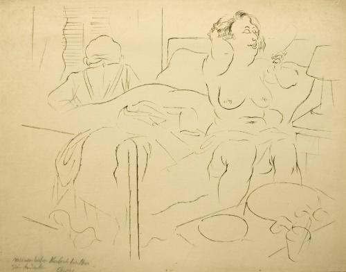 [Woman sitting on a bed]