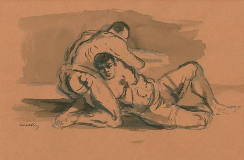 Two Men Wrestling